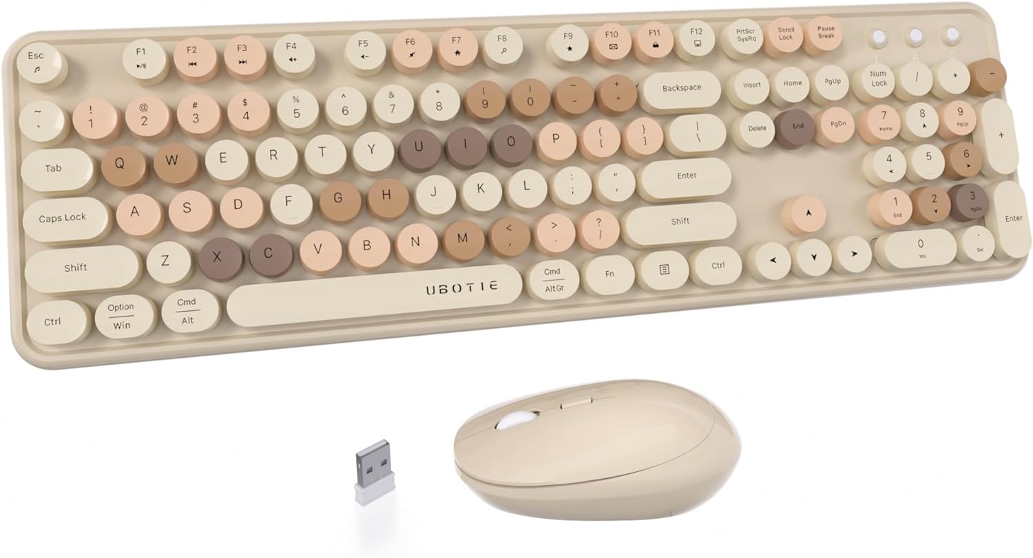 UBOTIE 彩色電腦無線鍵盤滑鼠組合